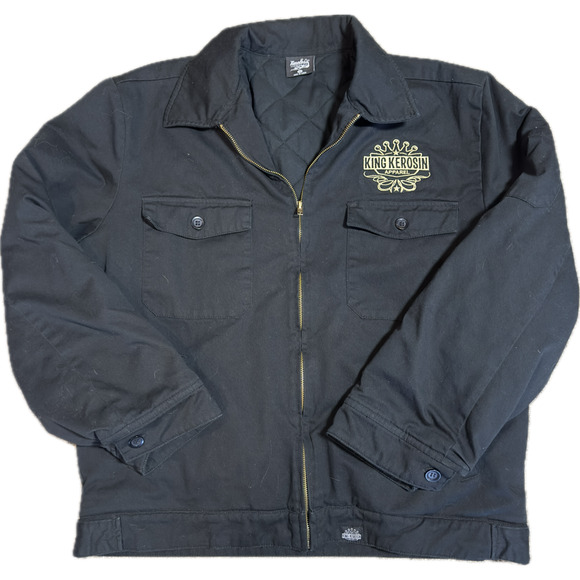 King Kerosin Hot Rodder Jacket XL Skull Graphic Biker Rockabilly Black Cotton - Picture 2 of 8